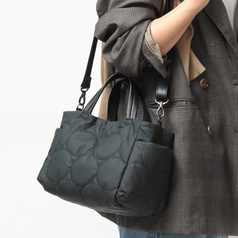 VIA DOAN ヴィアドアン Parrot ドットキルティング 2way トートバッグ ブラック