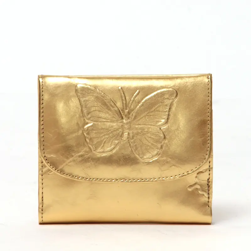VIA DOAN ヴィアドアン DOLCE SHINE 蝶々 二つ折り財布 ゴールド