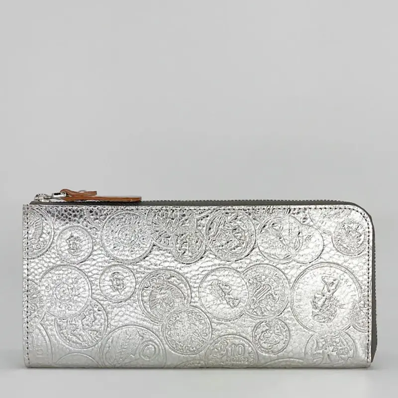 VIA DOAN ヴィアドアン Coin L字ファスナー 長財布 シルバー