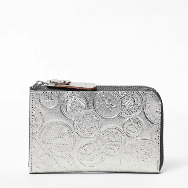 VIA DOAN ヴィアドアン Coin L字ファスナー ミニ財布 シルバー