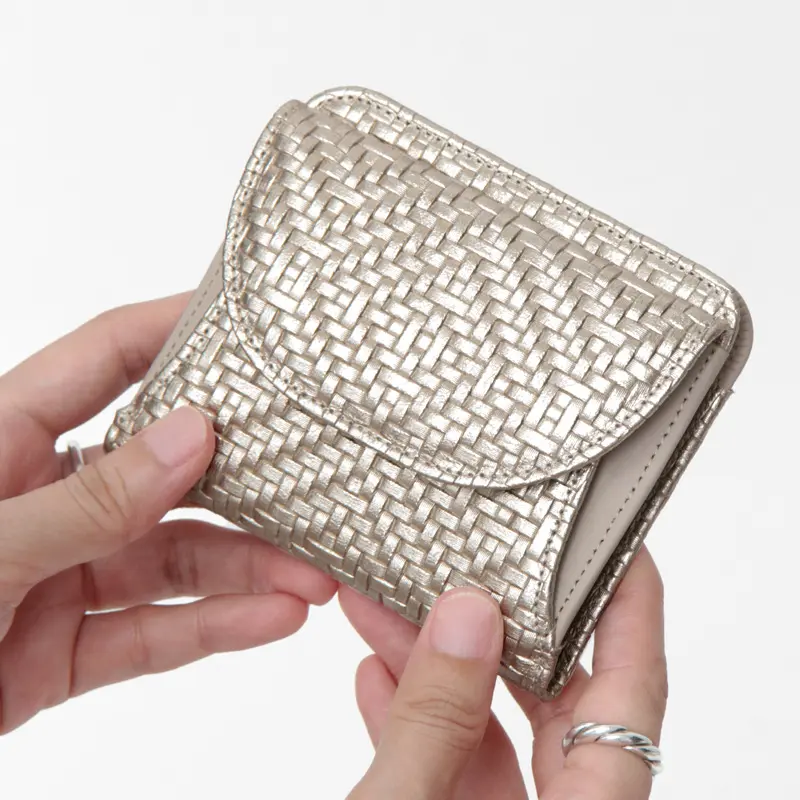 ARUKAN アルカン Panero 牛革メッシュ型押し 二つ折り財布