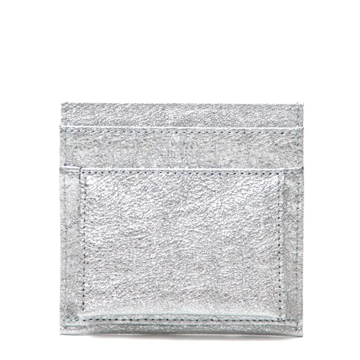 INTRO DUCTION イントロダクション メタリックレザー 極薄 ミニ財布 シルバー