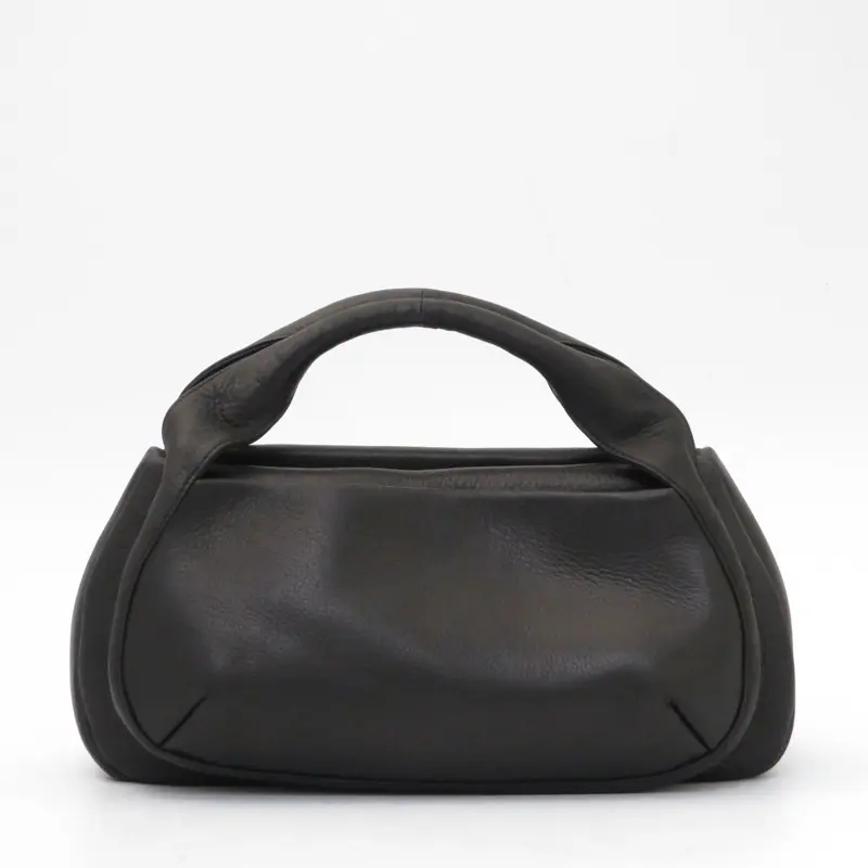 michiamo ミキアモ ソフトキップレザー 横型 ハンドバッグ ブラック