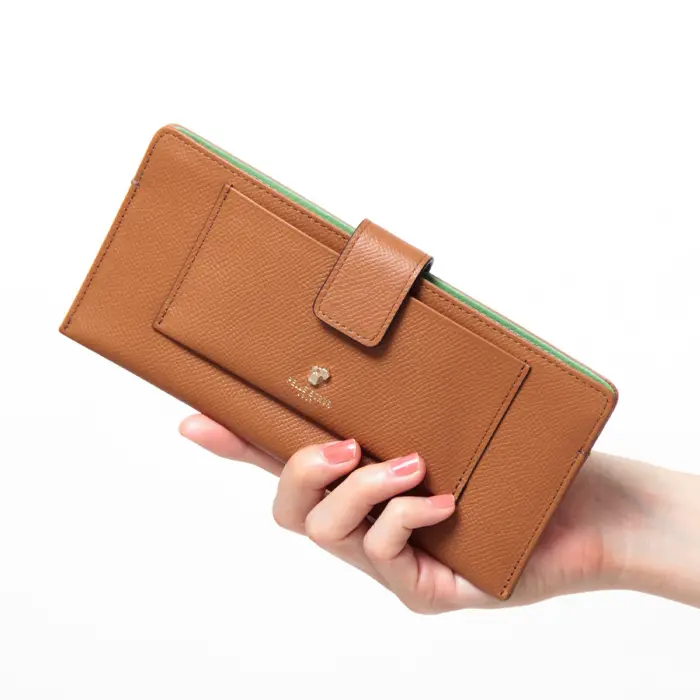 PELLE BORSA ペレボルサ フレンチカーフグッズ フラットウォレット 長財布 キャメル