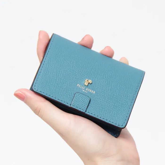 PELLE BORSA ペレボルサ フレンチカーフグッズ ボックス型 コインケース ブルー
