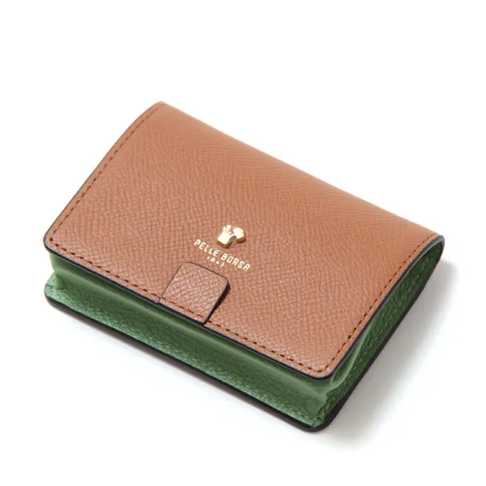 PELLE BORSA ペレボルサ フレンチカーフグッズ ボックス型 コインケース キャメル