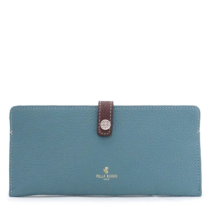 PELLE BORSA ペレボルサ Reinette Goods シュリンクレザー スリムウォレット ブルーグレー