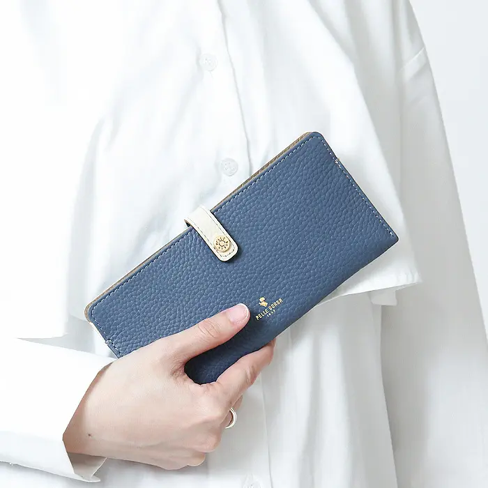 PELLE BORSA ペレボルサ Reinette Goods シュリンクレザー スリムウォレット ブルー