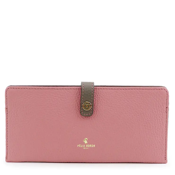 PELLE BORSA ペレボルサ Reinette Goods シュリンクレザー スリムウォレット コーラルピンク
