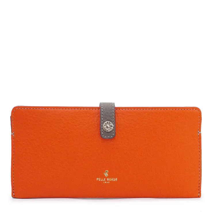 PELLE BORSA ペレボルサ Reinette Goods シュリンクレザー スリムウォレット オレンジ