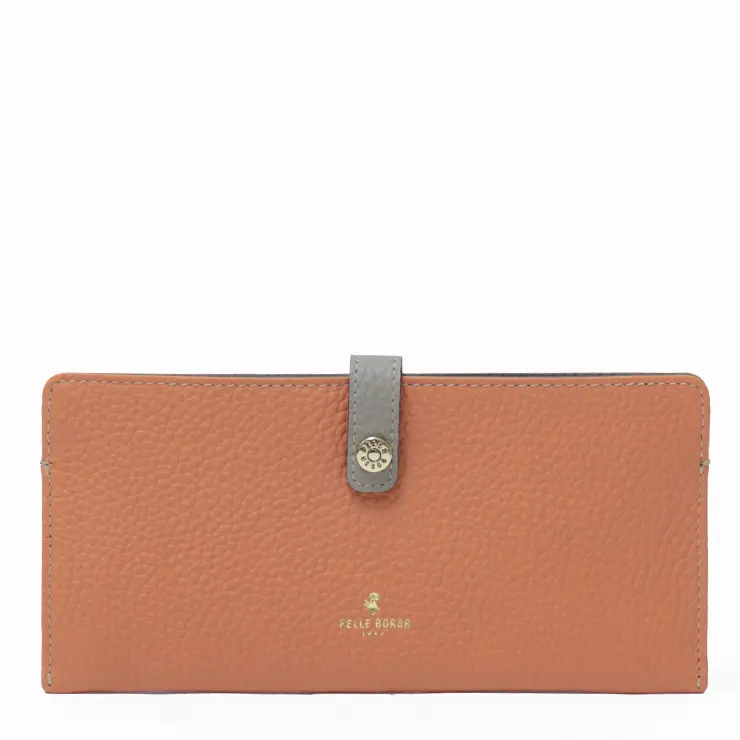 PELLE BORSA ペレボルサ Reinette Goods シュリンクレザー スリムウォレット サーモンオレンジ