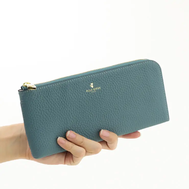 PELLE BORSA ペレボルサ レネットグッズ L字ファスナー 長財布 ブルーグレー