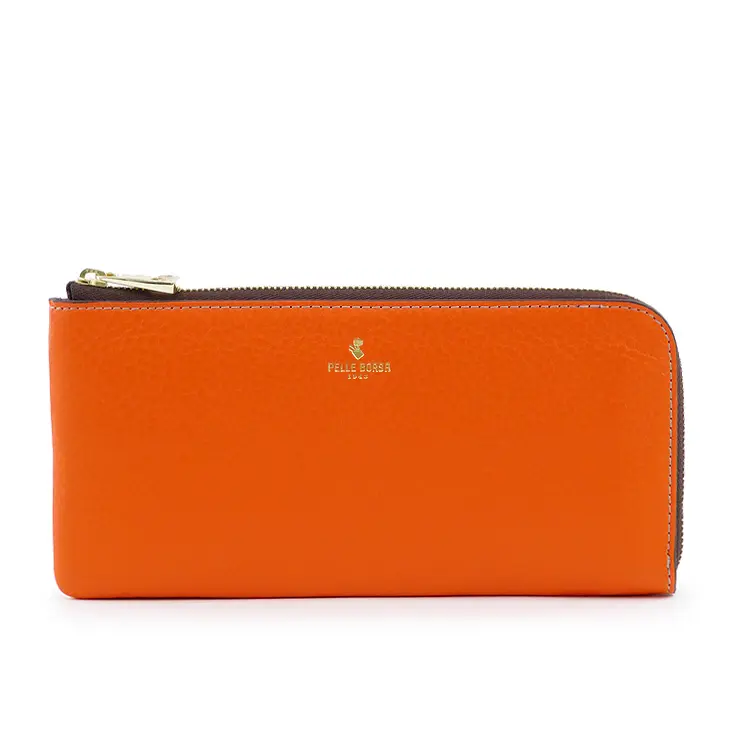 PELLE BORSA ペレボルサ レネットグッズ L字ファスナー 長財布 オレンジ