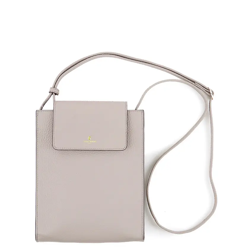 PELLE BORSA ペレボルサ Reinette レネット シュリンクレザー スクエアーポシェット グレージュ