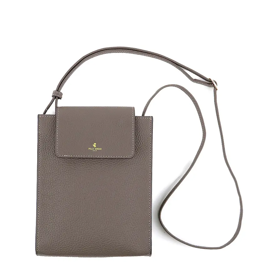 PELLE BORSA ペレボルサ Reinette レネット シュリンクレザー スクエアーポシェット トープ