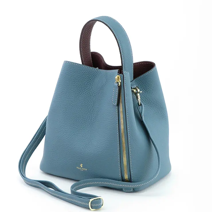 PELLE BORSA ペレボルサ Reinette レザー 2way ショルダーバッグ ブルーグレー