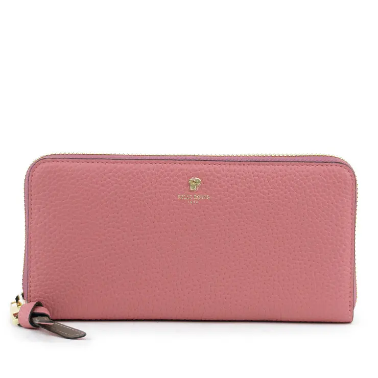 PELLE BORSA ペレボルサ Reinette Goods シュリンクレザー ラウンドファスナー 長財布 コーラルピンク