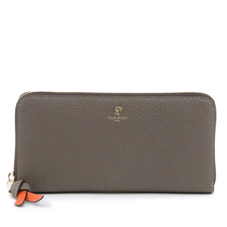 PELLE BORSA ペレボルサ Reinette Goods シュリンクレザー ラウンドファスナー 長財布 トープ