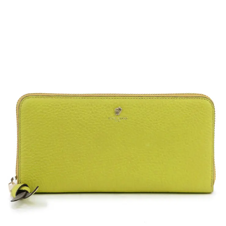 PELLE BORSA ペレボルサ Reinette Goods シュリンクレザー ラウンドファスナー 長財布 イエロー
