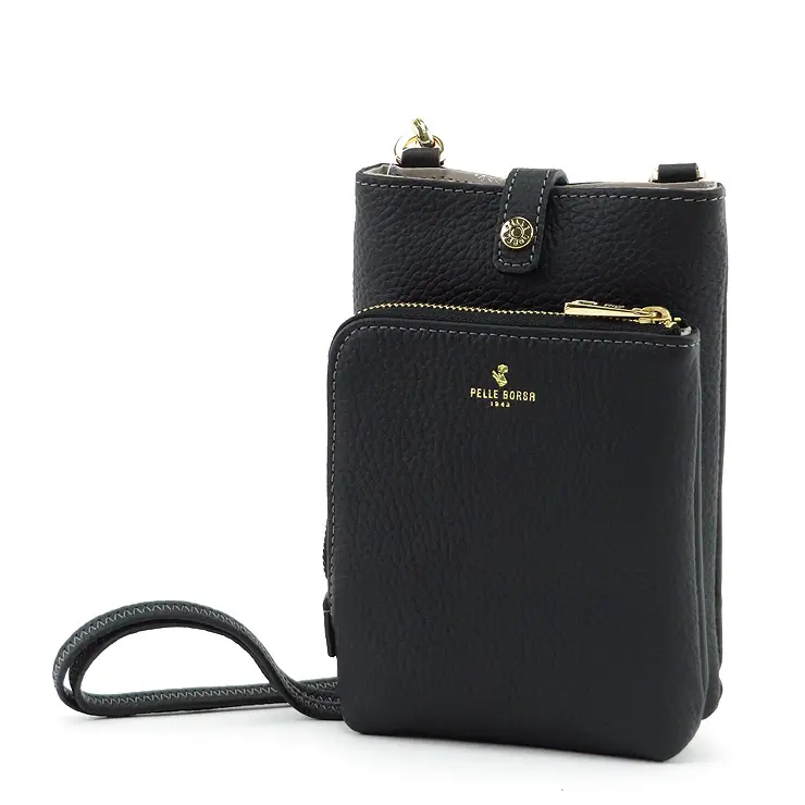 PELLE BORSA ペレボルサ Reinette レネット シュリンクレザー スマートポシェット ブラック