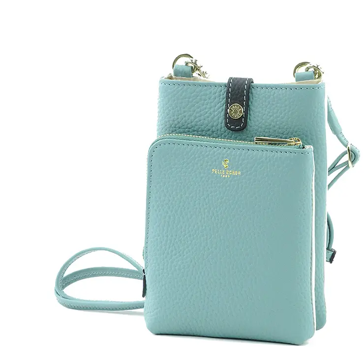 PELLE BORSA ペレボルサ Reinette レネット シュリンクレザー スマートポシェット ミントグリーン