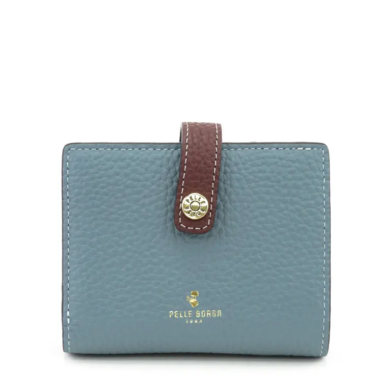 PELLE BORSA ペレボルサ Reinette Goods 型押しシュリンク 二つ折り財布 ブルーグレー