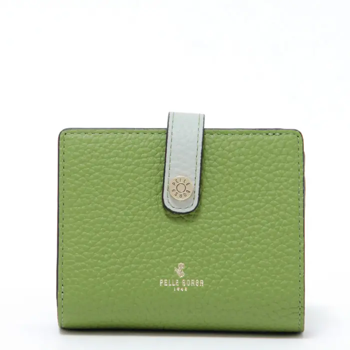 PELLE BORSA ペレボルサ Reinette Goods 型押しシュリンク 二つ折り財布 グリーン