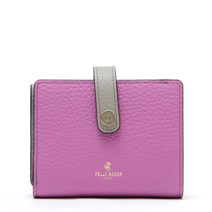 PELLE BORSA ペレボルサ Reinette Goods 型押しシュリンク 二つ折り財布 モーヴ