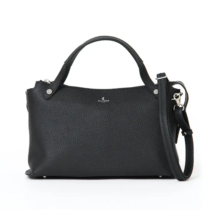 PELLE BORSA ペレボルサ レネット レザー  2way ハンドバッグ ブラック