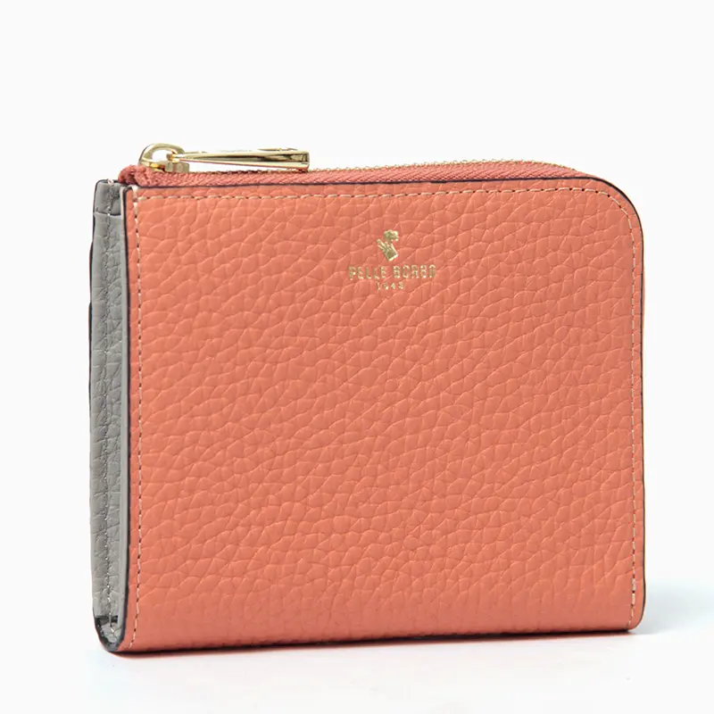 PELLE BORSA ペレボルサ REINETTE GOODS シュリンクレザー コンパクト財布 サーモンオレンジ