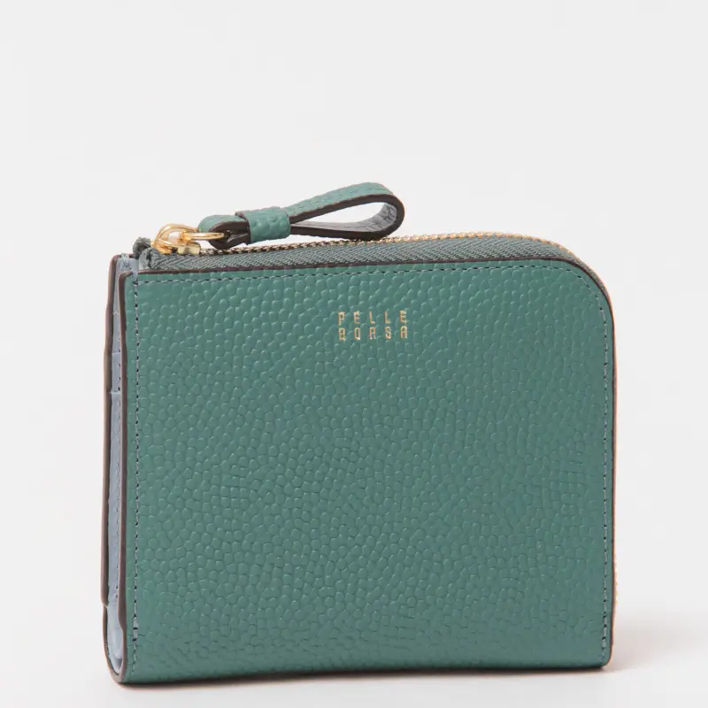 PELLE BORSA ペレボルサ フィーネグッズ L字ファスナー 二つ折り財布 5444 ティール