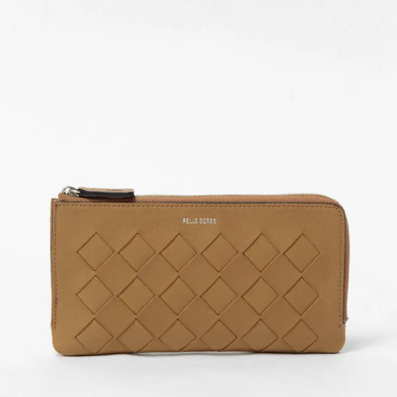 PELLE BORSA ペレボルサ Chrono Weave メッシュL字ファスナー 長財布 キャメル