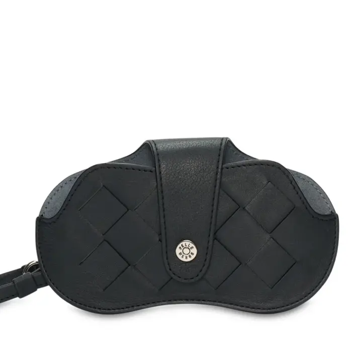 PELLE BORSA ペレボルサ CHRONO WEAVE  イントレチャート ストラップ付きめがねケース ブラック