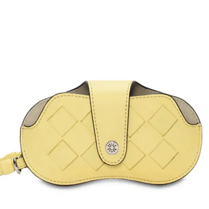 PELLE BORSA ペレボルサ CHRONO WEAVE  イントレチャート ストラップ付きめがねケース クリームイエロー
