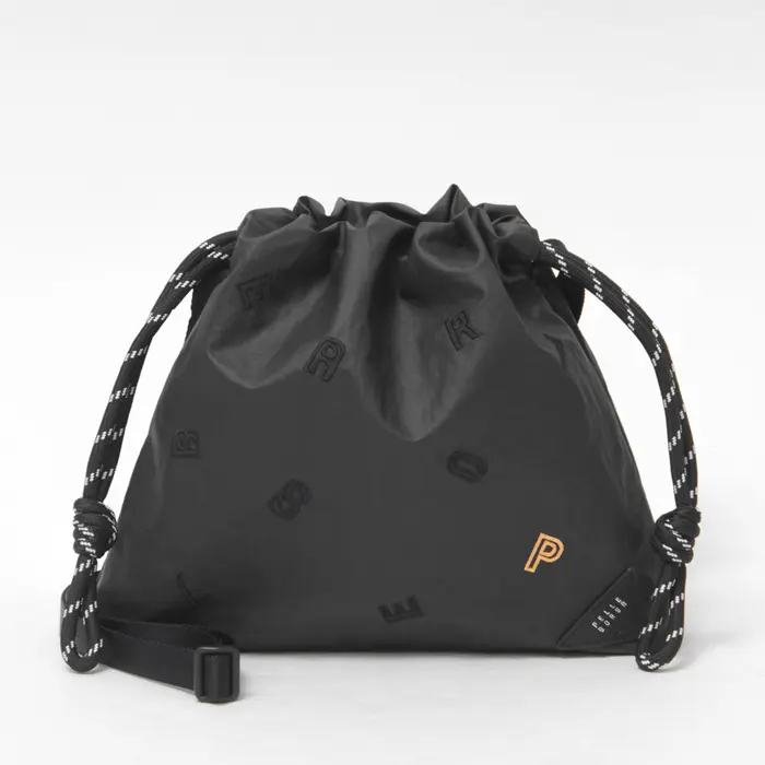 PELLE BORSA ペレボルサ リンクル 巾着 ミニ ショルダーバッグ ブラック