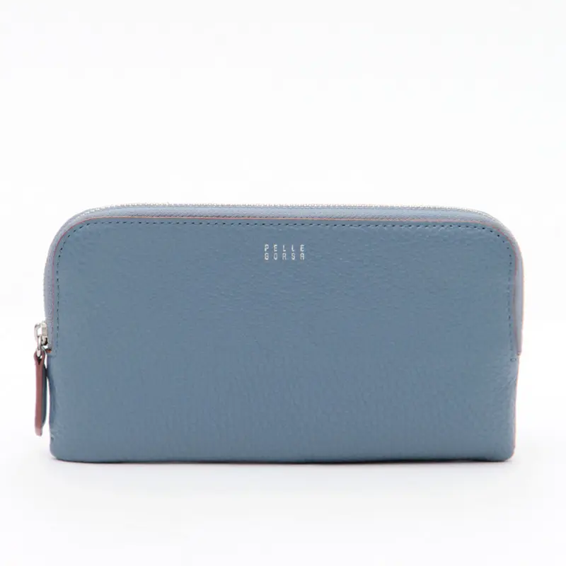 PELLE BORSA ペレボルサ Largo ラウンドファスナー コンパクト 長財布 サックス