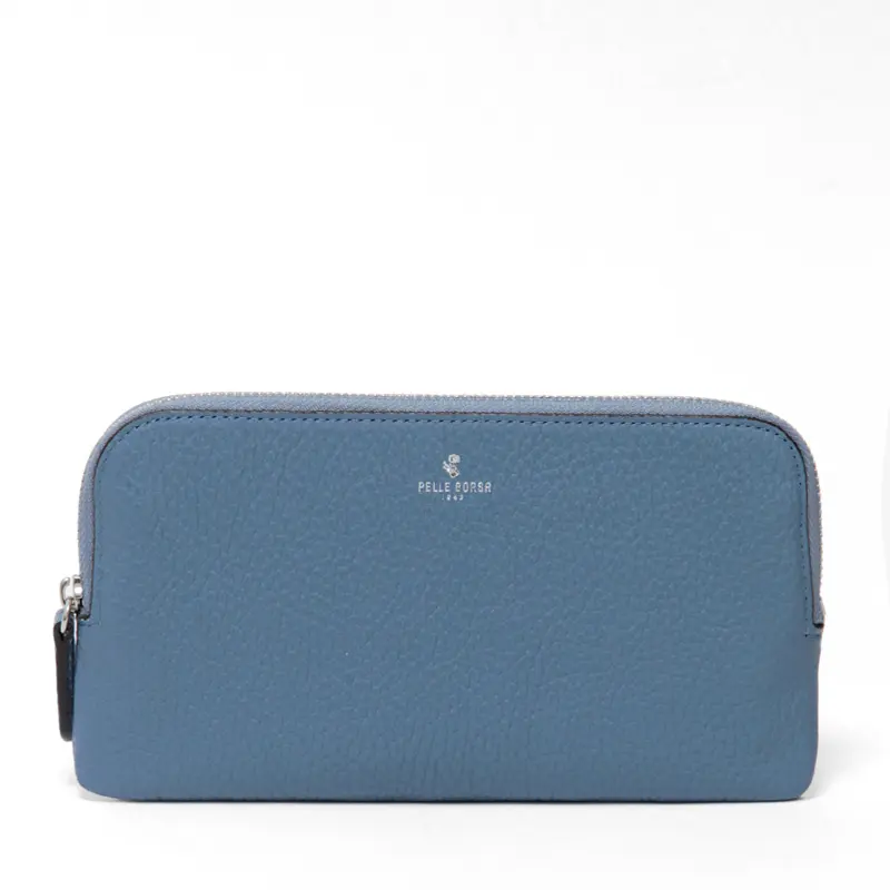 PELLE BORSA ペレボルサ Comfy ラウンドファスナー コンパクト 長財布 サックス