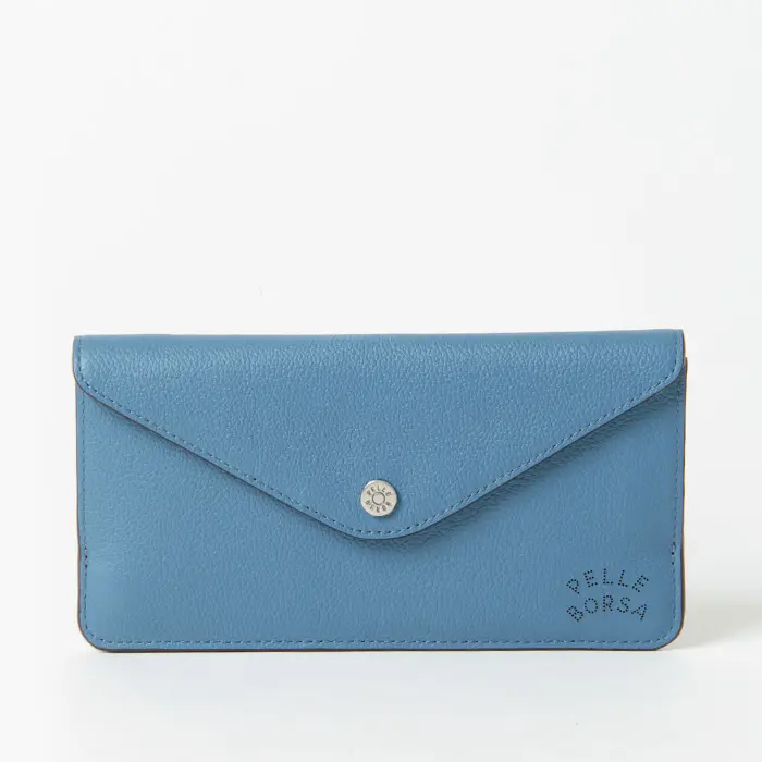 PELLE BORSA ペレボルサ Very Goods シュリンクレザー スリム コンパクト 長財布 ブルー