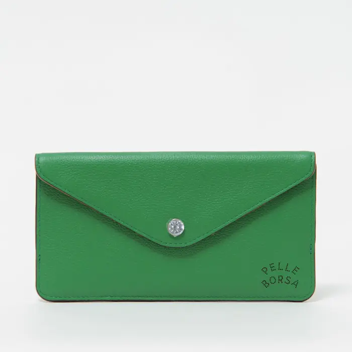 PELLE BORSA ペレボルサ Very Goods シュリンクレザー スリム コンパクト 長財布 グリーン