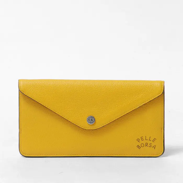 PELLE BORSA ペレボルサ Very Goods シュリンクレザー スリム コンパクト 長財布 イエロー