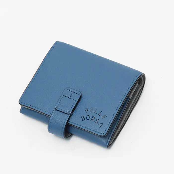 PELLE BORSA ペレボルサ Very Goods シュリンクレザー 二つ折り財布 ブルー