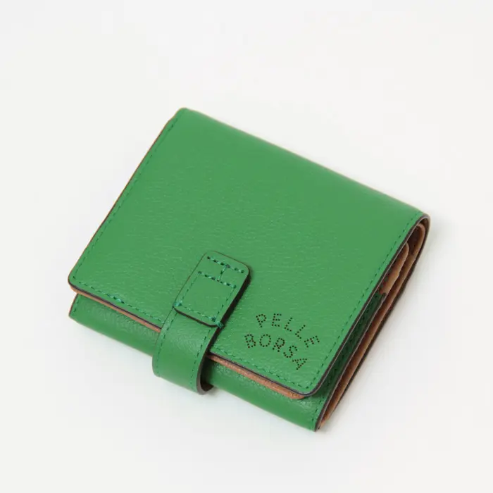 PELLE BORSA ペレボルサ Very Goods シュリンクレザー 二つ折り財布 グリーン