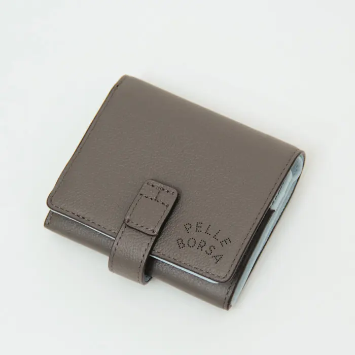 PELLE BORSA ペレボルサ Very Goods シュリンクレザー 二つ折り財布 グレー