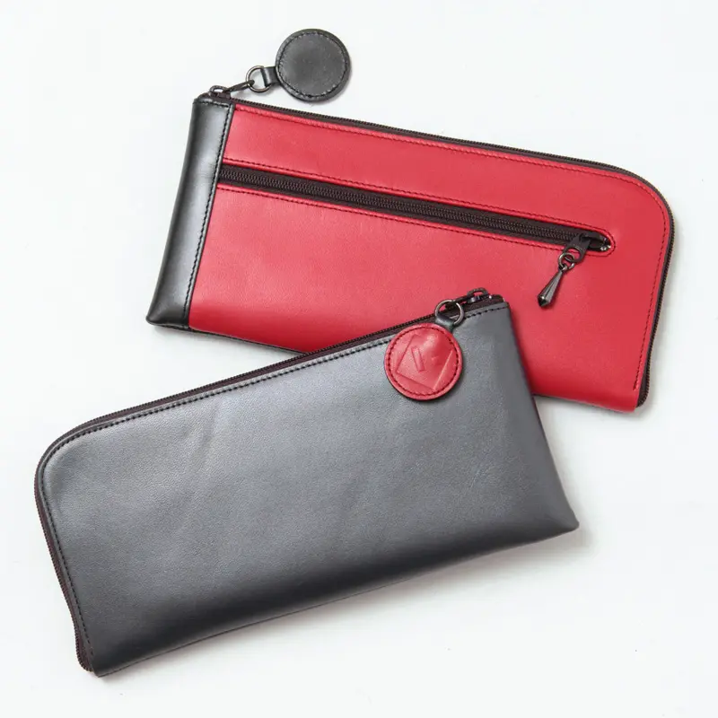 VAGRIE ヴァグリエ L字ファスナー スリムウォレット DBZ/アカ(0046)