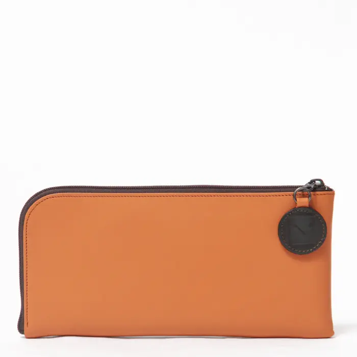 VAGRIE ヴァグリエ L字ファスナー スリムウォレット オレンジ/チョコ(2085)
