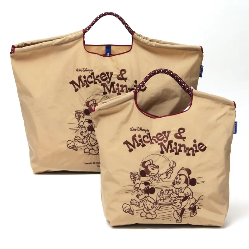 BALL＆CHAIN ボールアンドチェーン Disneyモデル Mickey&Minnie(ミッキー＆ミニー) エコバッグ (M) (L) ベージュ