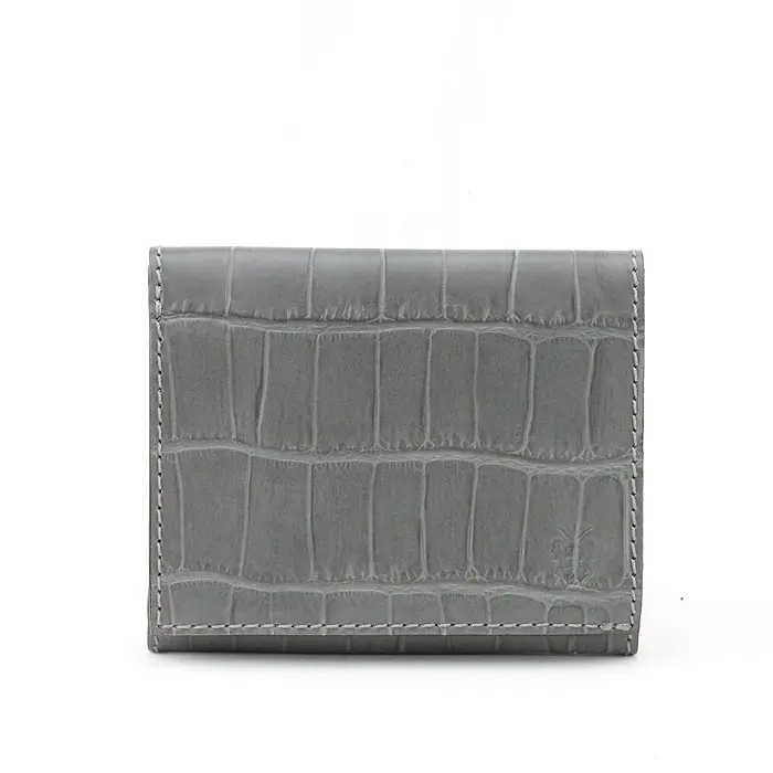 Felisi フェリージ クロコ型押し 三つ折り 財布 GREY