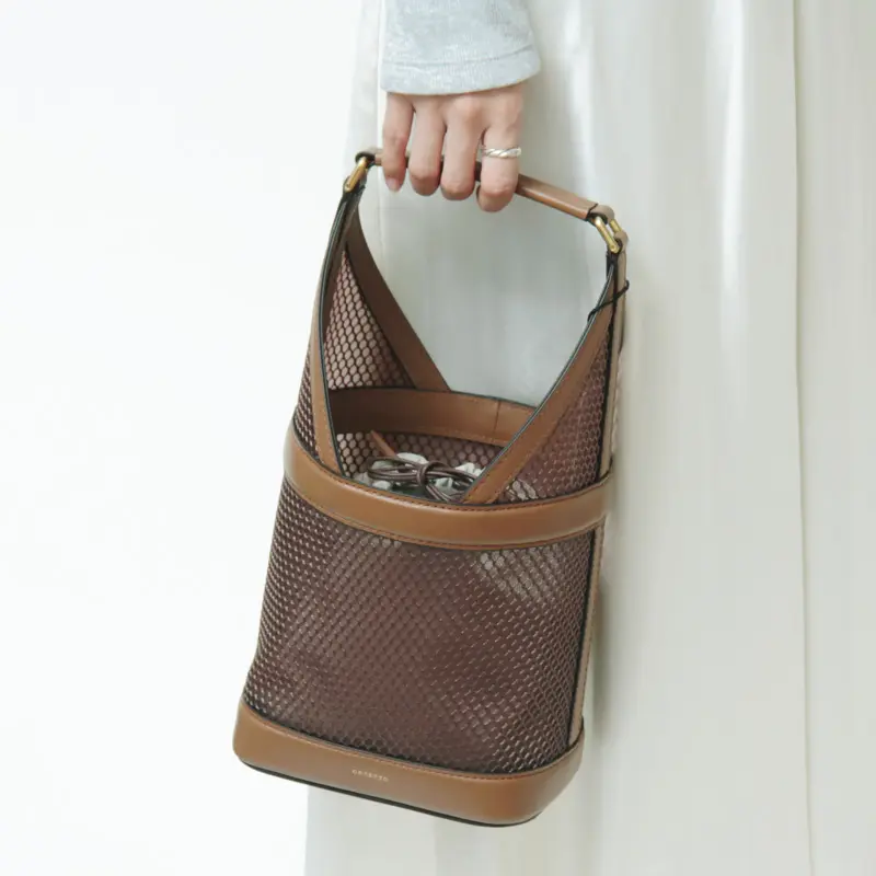 ORSETTO オルセット LUME チュール ハンドバッグ BROWN