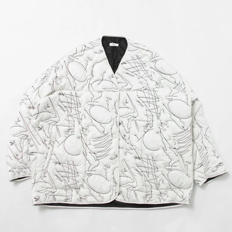 manipuri マニプリ 中綿 リバーシブル キルティングジャケット IVORY