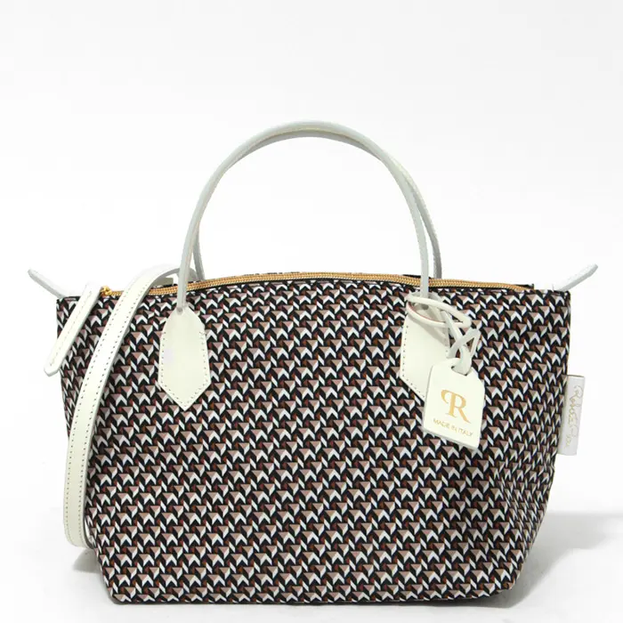 ROBERTA PIERI ロベルタピエリ TATAMI MINI DUFFLE 2WAY ND ナイロン トートバッグ LOUNGETAUPE/WHITE